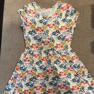 Peek Kids floral knit short sleeve dress with pockets, size 6-7